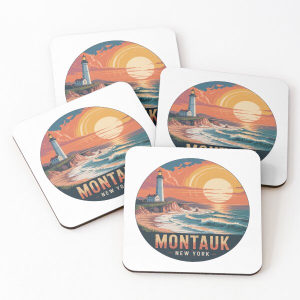 Item preview, Montauk New York Retro Travel Lighthouse Sunset Art designed and sold by CircinusStore.