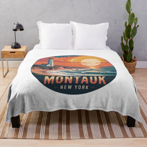 Item preview, Montauk New York Retro Travel Lighthouse Sunset Art designed and sold by CircinusStore.