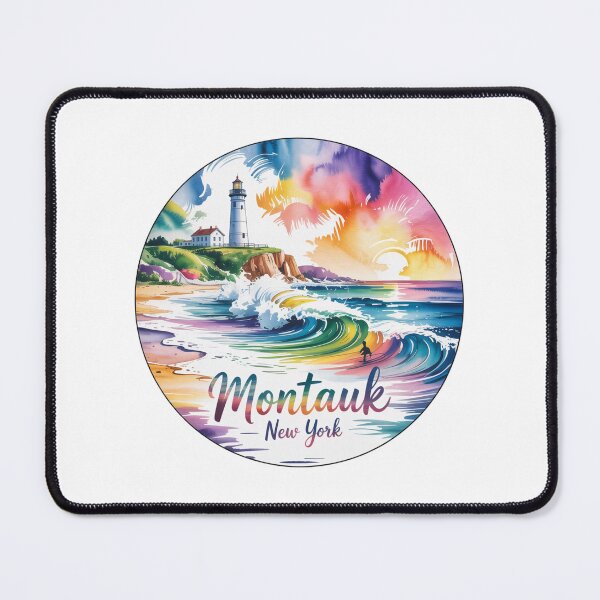 Item preview, Montauk New York Vibrant Watercolor Surf Lighthouse designed and sold by CircinusStore.