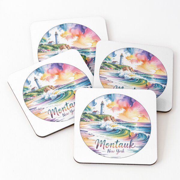 Item preview, Montauk New York Vibrant Watercolor Surf Lighthouse designed and sold by CircinusStore.