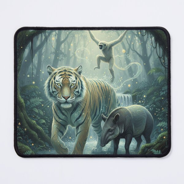 Item preview, Mystical Jungle Spirits | Tiger, Gibbon, and Tapir - Epic Fantasy Art designed and sold by Wild-way Art.