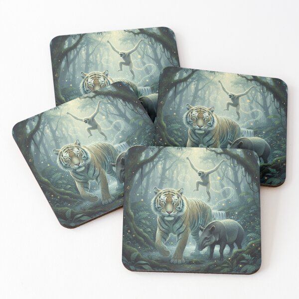 Item preview, Mystical Jungle Spirits | Tiger, Gibbon, and Tapir - Epic Fantasy Art designed and sold by Wild-way Art.