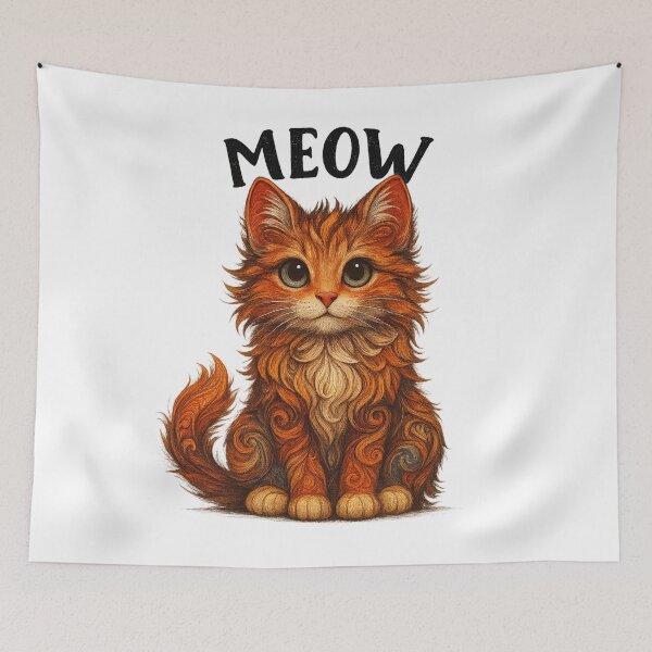 Item preview, Meow Cat Art | Swirled Fur Pattern Cat Illustration | Cute Artistic Kitty Design designed and sold by Gurjeetpixelart.