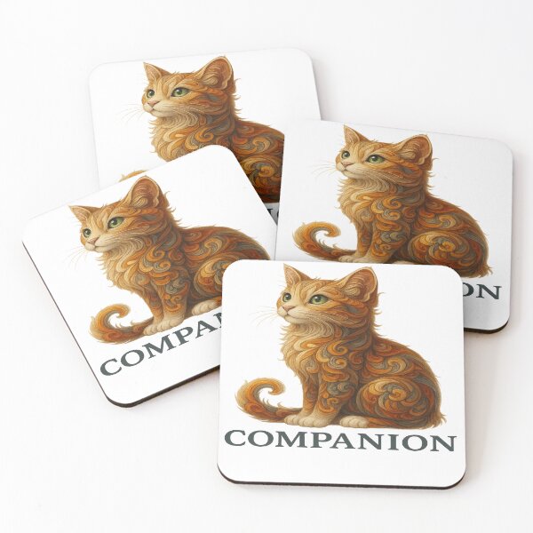 Item preview, Companion Cat Art | Warm Orange Cat Illustration | Artistic Swirl Pattern Cat designed and sold by Gurjeetpixelart.