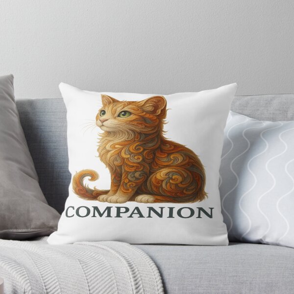 Item preview, Companion Cat Art | Warm Orange Cat Illustration | Artistic Swirl Pattern Cat designed and sold by Gurjeetpixelart.