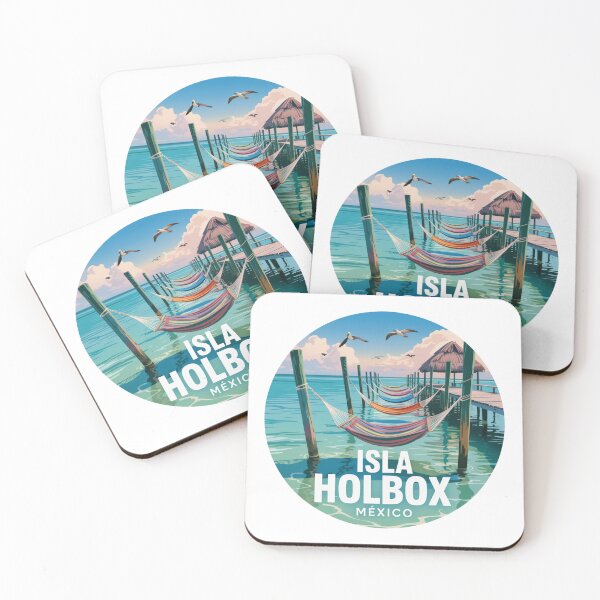 Item preview, Isla Holbox Mexico Beach Hammocks Tropical Illustration designed and sold by CircinusStore.