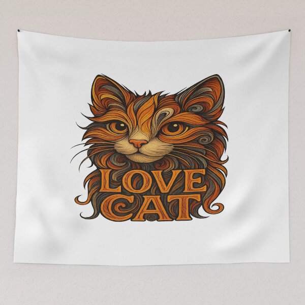 Item preview, Love Cat Illustration | Bold Artistic Cat Face | Swirling Pattern Cat Art designed and sold by Gurjeetpixelart.
