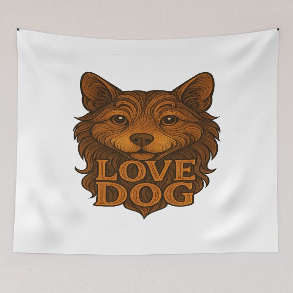 Item preview, Love Dog Illustration | Swirly Pattern Dog Face Art | Dog Lover Decorative Print designed and sold by Gurjeetpixelart.