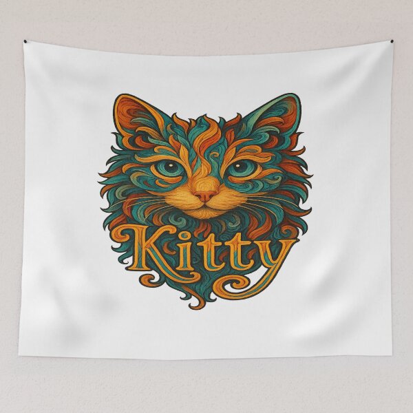 Item preview, Kitty Cat Art | Colorful Swirl Pattern Cat | Cute Artistic Cat Illustration designed and sold by Gurjeetpixelart.