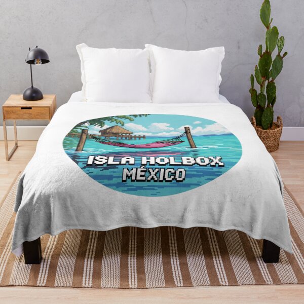 Item preview, Isla Holbox Mexico Pink Hammock Pixel Art Beach designed and sold by CircinusStore.