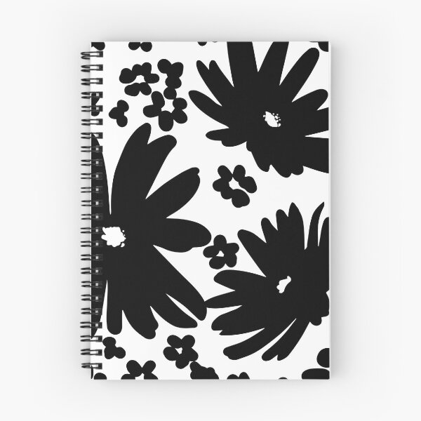Aperçu de l'œuvre Motif textile sans couture à fleurs noires, décoration en noir et blanc créée et vendue par NatalkaP.