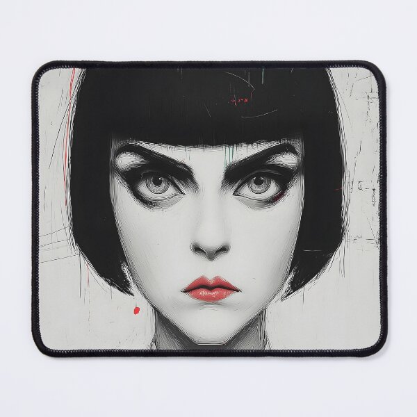 Item preview, Fierce Gothic Bob Punk Girl Portrait designed and sold by Shoot-The-Moon.