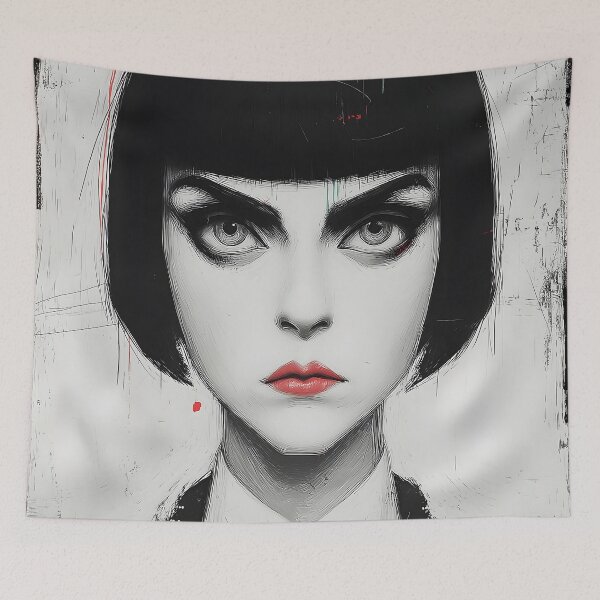 Item preview, Fierce Gothic Bob Punk Girl Portrait designed and sold by Shoot-The-Moon.