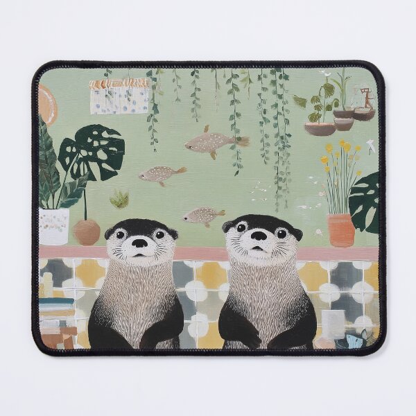 Item preview, Charming Otters in a Cozy Kitchen designed and sold by lautir.