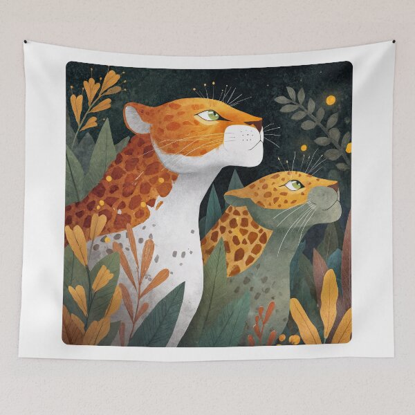 Item preview, Jungle Majesty – Twin Leopards in Lush Foliage designed and sold by ForeverPrintsOK.