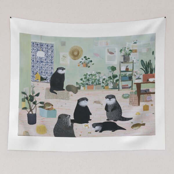 Item preview, Whimsical Otters in a Cozy Room designed and sold by lautir.