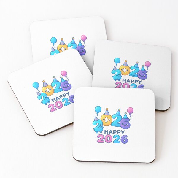 Item preview, Happy 2026 – Cute Kawaii Party Numbers Neon Design designed and sold by CyberCharm.