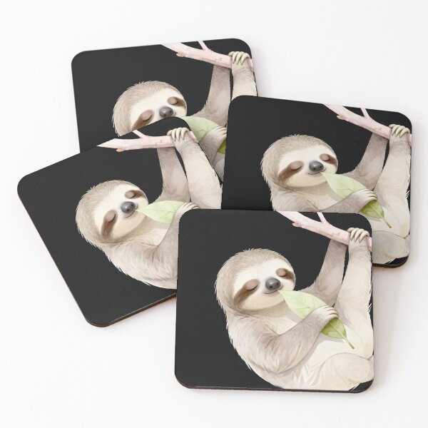 Item preview, Cute Watercolor Baby Sloth: Sleeping on Branch with Leaf Illustration designed and sold by RudArtAI.