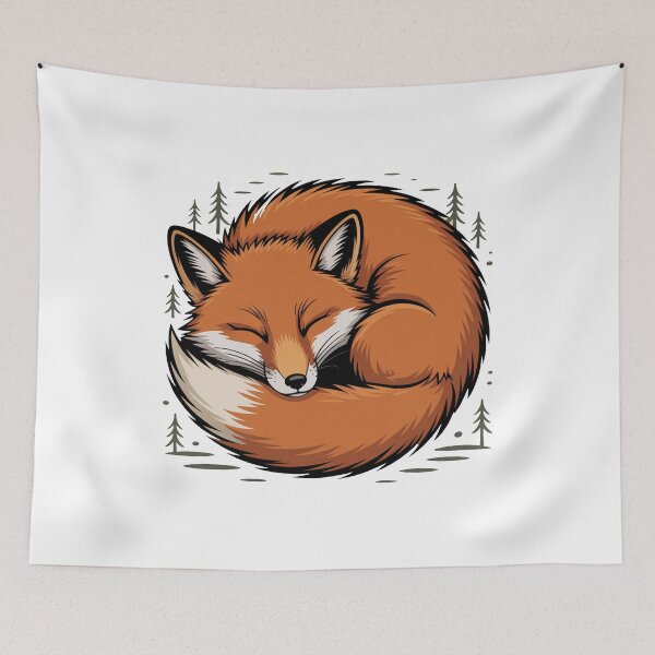 Item preview, Cozy Sleeping Fox Cute Woodland Art designed and sold by MonkiFlipp.