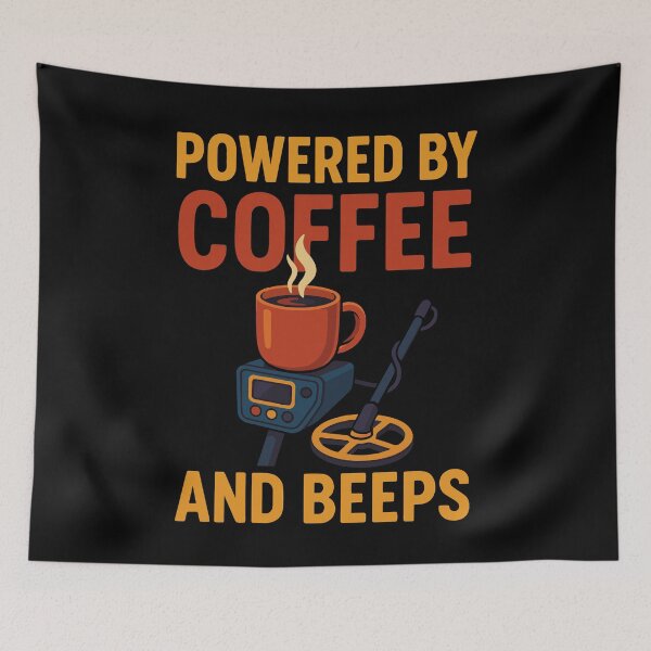 Item preview, Powered By Coffee And Beeps Funny Metal designed and sold by LuminOrb.