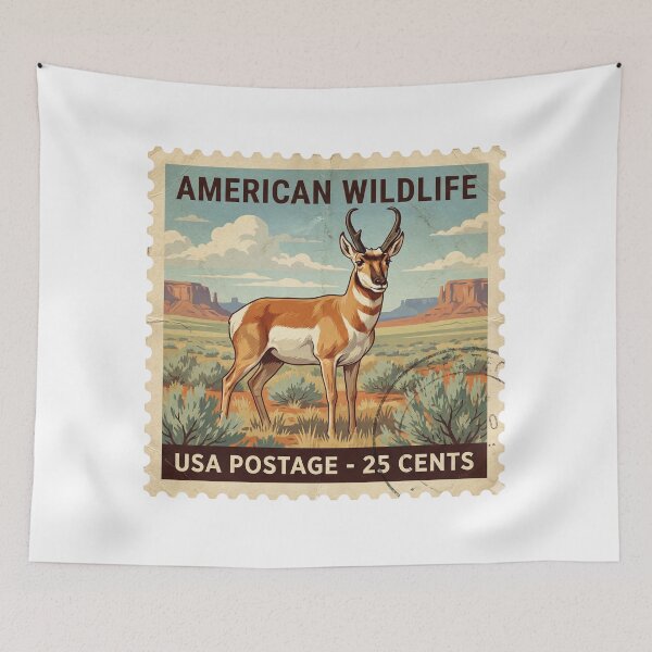 Item preview, Vintage Pronghorn Antelope Stamp Retro Art designed and sold by EverBranz-stor.