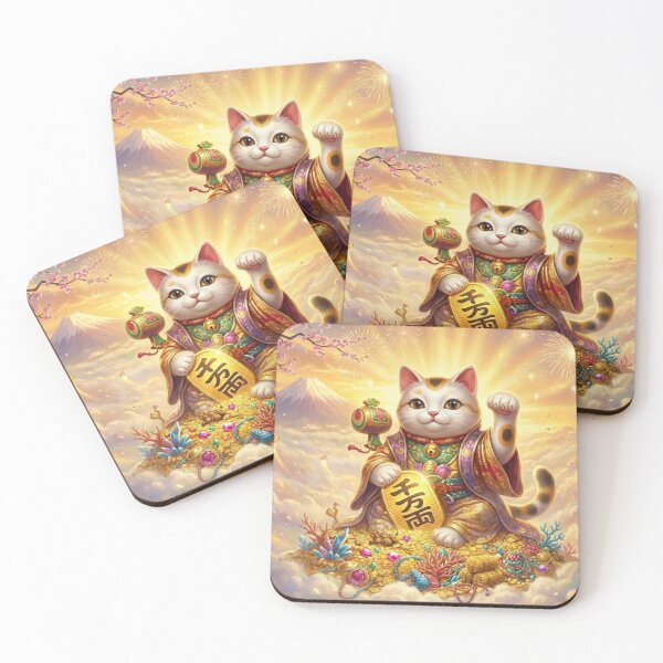 Item preview, Golden Maneki Neko: Beckoning Joy & Abundance - Japanese Lucky Cat Art / Mori no Akari (黄金の招き猫：喜びと豊かさを招く - 日本の幸運の猫アート / 森の灯り) designed and sold by Mori-no-Akari.