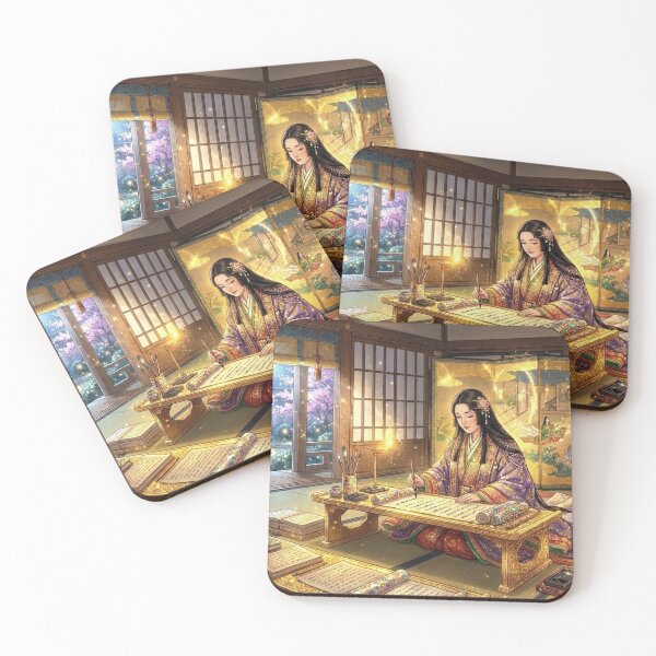 Item preview, Murasaki Shikibu Writing by Moonlight: The Tale of Genji - Japanese Literature Art / Mori no Akari (月下の紫式部：源氏物語 - 日本文学アート / 森の灯り) designed and sold by Mori-no-Akari.