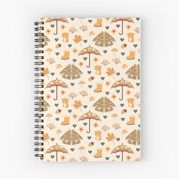 Item preview, Autumn Cozy Pattern – Mushrooms, Leaves, Umbrellas & Boots designed and sold by Clara Fruggeri.