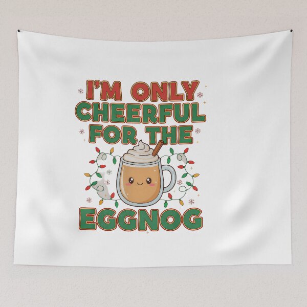 Item preview, I'm Only Cheerful for the Eggnog  Retro Christmas Tee - Festive Holiday Drink Humor designed and sold by ZyxDes.