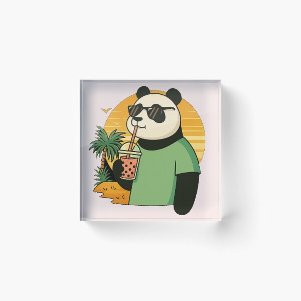 Item preview, Chill Panda Boba Tee – Cute Bubble Tea Panda Summer Beach T-Shirt designed and sold by KDesignCrafts.