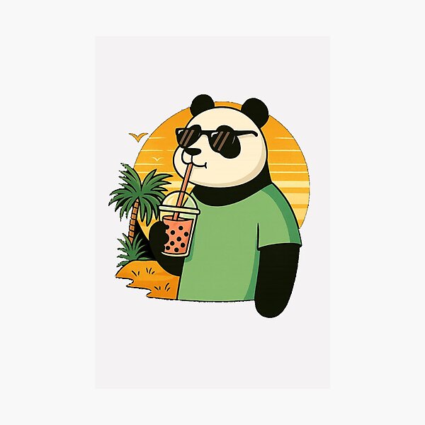 Item preview, Chill Panda Boba Tee – Cute Bubble Tea Panda Summer Beach T-Shirt designed and sold by KDesignCrafts.