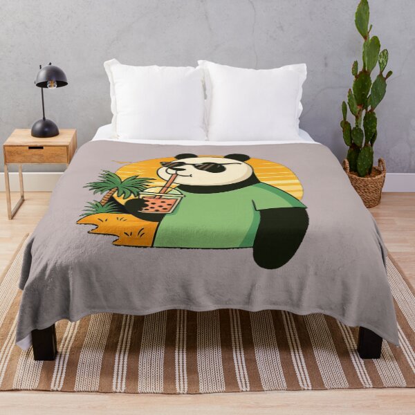 Item preview, Chill Panda Boba Tee – Cute Bubble Tea Panda Summer Beach T-Shirt designed and sold by KDesignCrafts.
