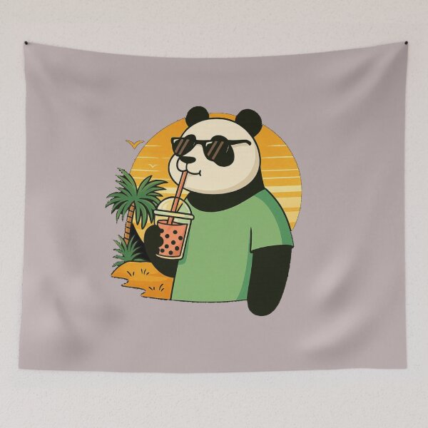 Item preview, Chill Panda Boba Tee – Cute Bubble Tea Panda Summer Beach T-Shirt designed and sold by KDesignCrafts.