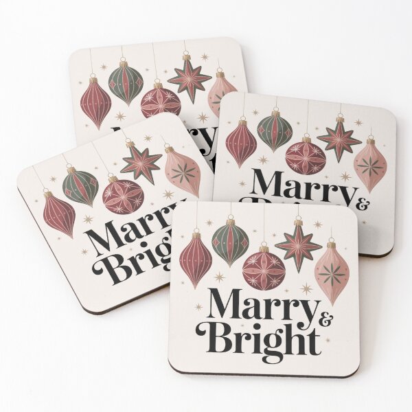 Item preview, Elegant Hanging Ornaments with “Marry & Bright” Holiday Typography designed and sold by Graphicarium Shop.