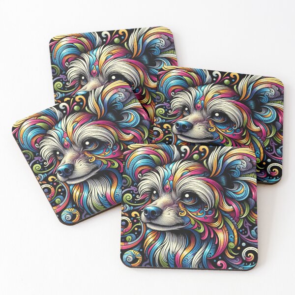 Item preview, Colorful Whimsical Chinese Crested Portrait designed and sold by Wags & Tails.