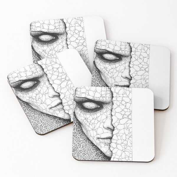 Item preview, Macabre Cracked Face High Contrast Ink Sketch designed and sold by Shoot-The-Moon.