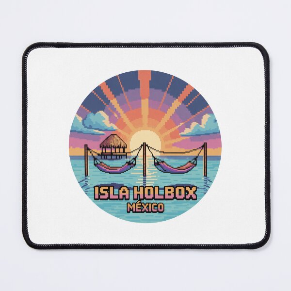 Item preview, Isla Holbox Mexico Pixel Art Crepuscular Sunset Hammocks designed and sold by CircinusStore.