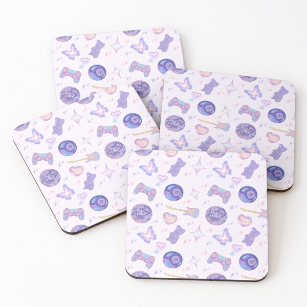 Item preview, Y2K Pastel Retro Kitsch Pattern in Light Purple designed and sold by LoviqueLab.