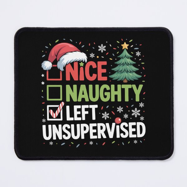 Item preview, Funny Christmas Checklist – Nice Naughty Left Unsupervised designed and sold by FlagTee.
