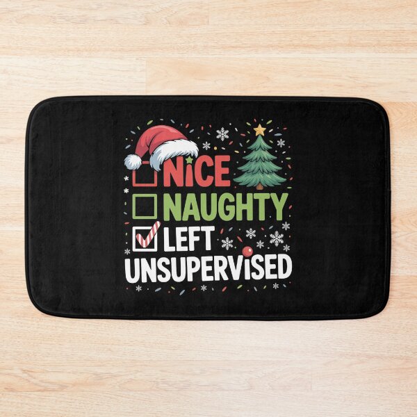 Item preview, Funny Christmas Checklist – Nice Naughty Left Unsupervised designed and sold by FlagTee.