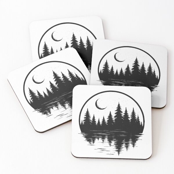 Item preview, Moonlit Forest Reflection T-Shirt | Nature Aesthetic Camping Tee designed and sold by KDesignCrafts.
