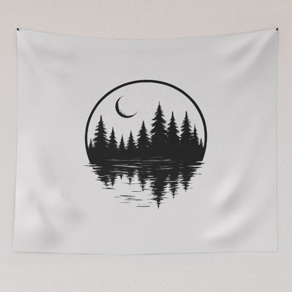 Item preview, Moonlit Forest Reflection T-Shirt | Nature Aesthetic Camping Tee designed and sold by KDesignCrafts.