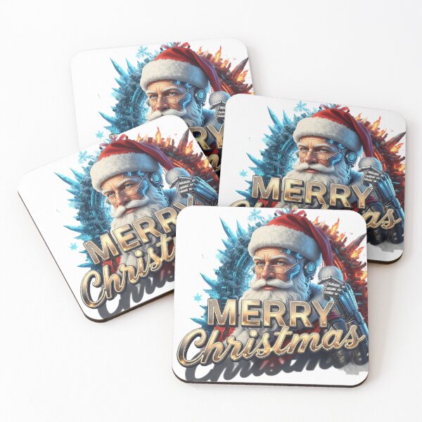 Item preview, Frost and Fire Cyber Santa Greeting designed and sold by newvisionart191.