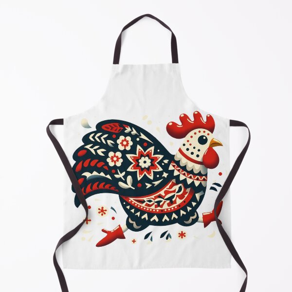 Item preview, Running Folk Chicken with Floral Pattern – Scandinavian Folk Art by heidiannemorris © designed and sold by FOLK ART FUSION by heidiannemorris.