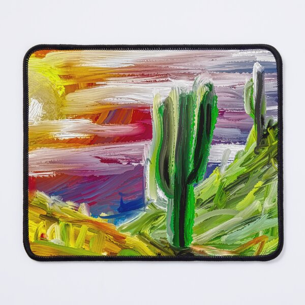 Artikelvorschau, Kaktus in der Abenddämmerung – Texturierte expressionistische digitale Malerei entworfen und verkauft von Keltoi-art.
