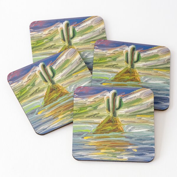 Item preview, Reflected Cactus - Textured Expressionist Digital Painting Wet Landscape designed and sold by Keltoi-art.