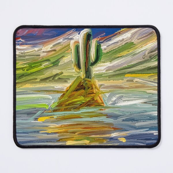 Artikelvorschau, Spiegelnder Kaktus – Texturierte expressionistische digitale Malerei einer nassen Landschaft entworfen und verkauft von Keltoi-art.