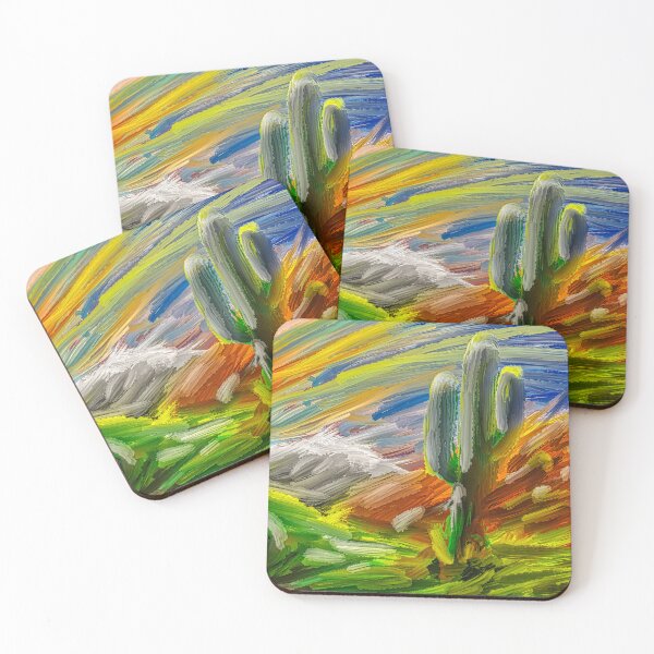 Item preview, Snowy Peak and Cactus - Textured Expressionist Digital Painting designed and sold by Keltoi-art.