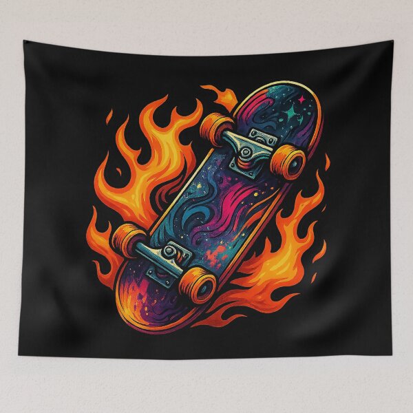Item preview, Cosmic Fire Skateboard — Funky Neon Graffiti Ride | Meta Mirage Series designed and sold by Meta Mirage .
