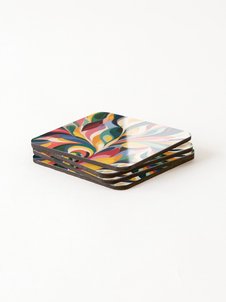 Thumbnail 4 of 5, Coasters (Set of 4), Abstract pattern soft flowers  designed and sold by SmileshareShop.